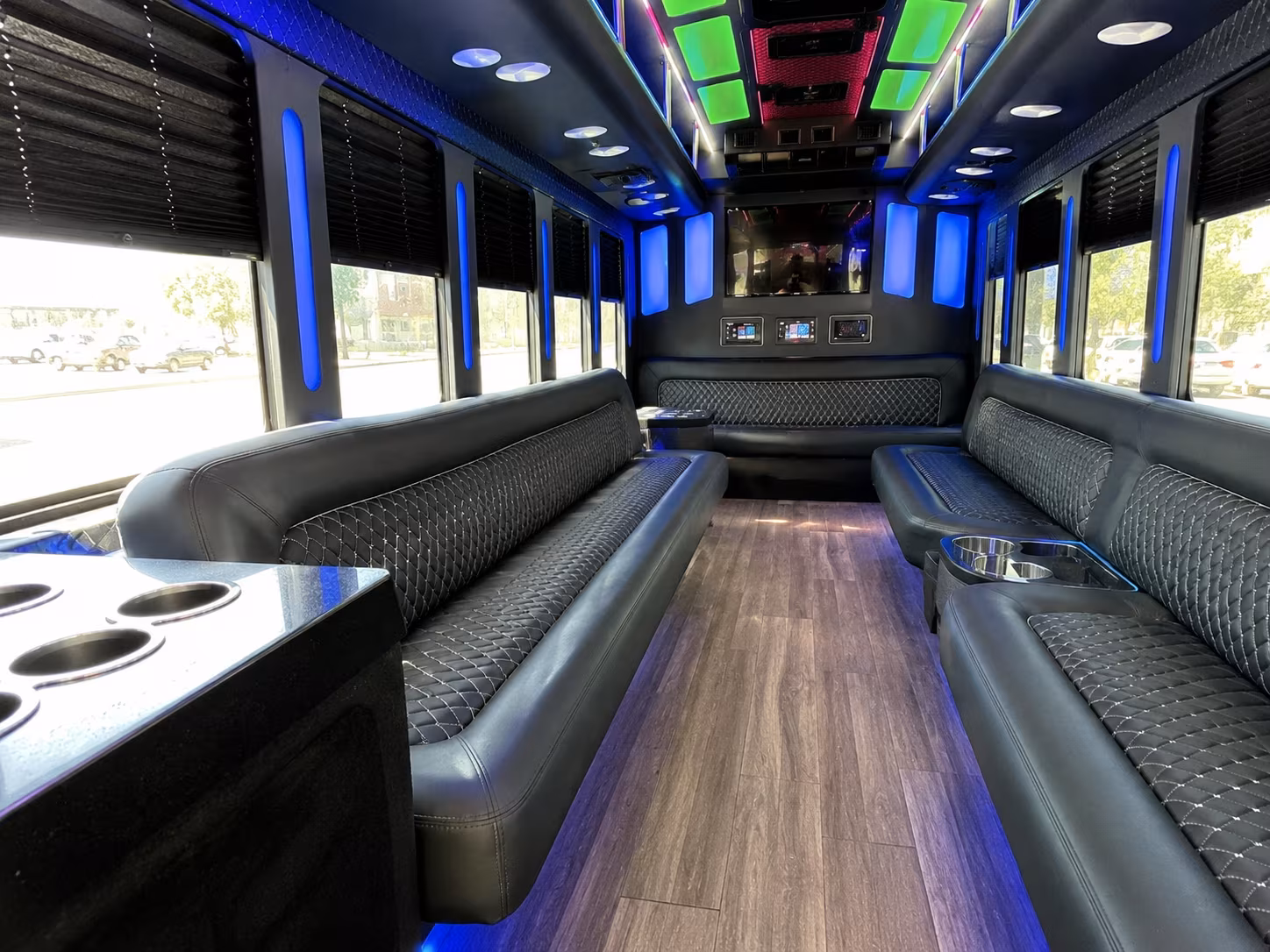 pearland 15 passenger party bus inside
