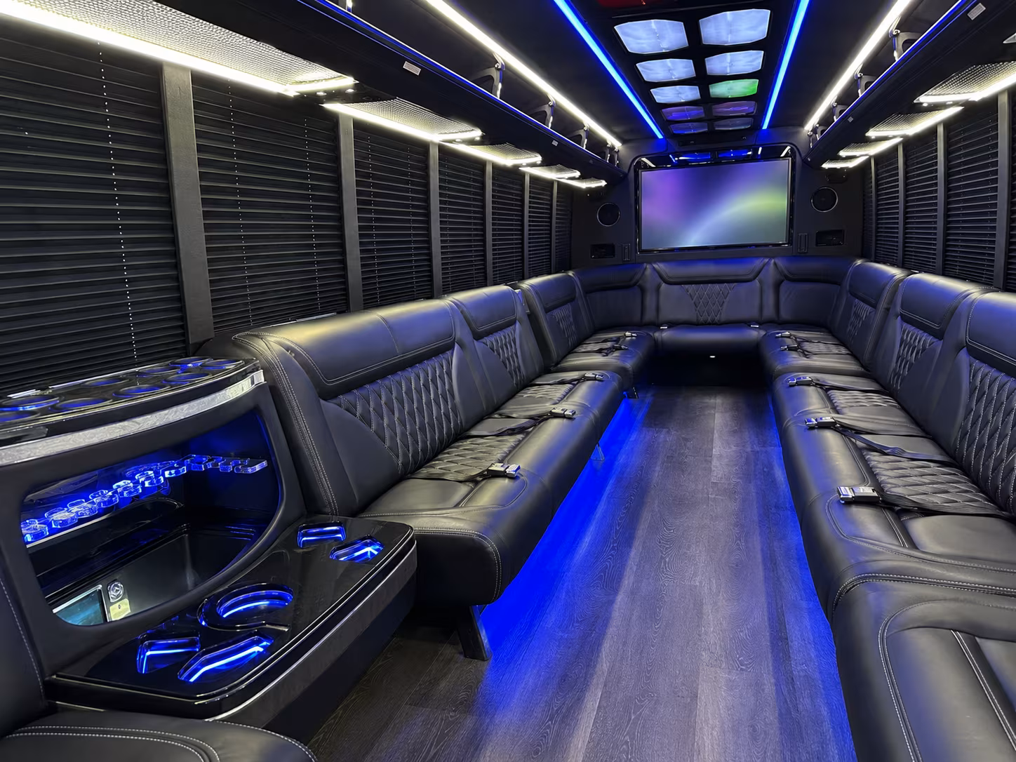 pearland 20 passenger party bus inside