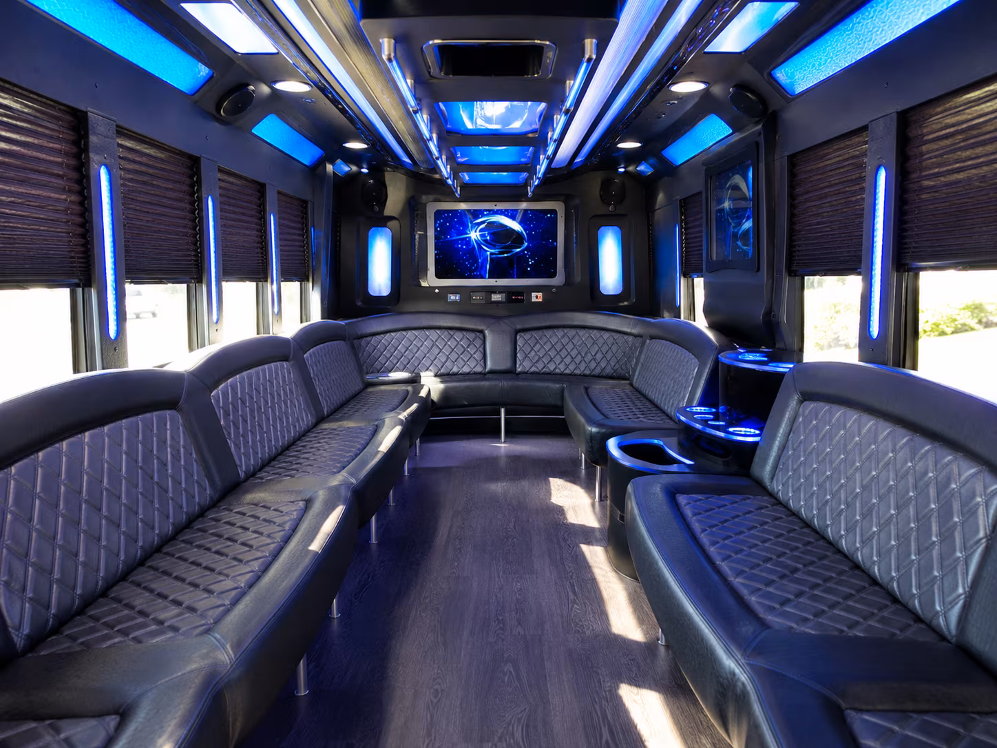 pearland 28 passenger party bus inside