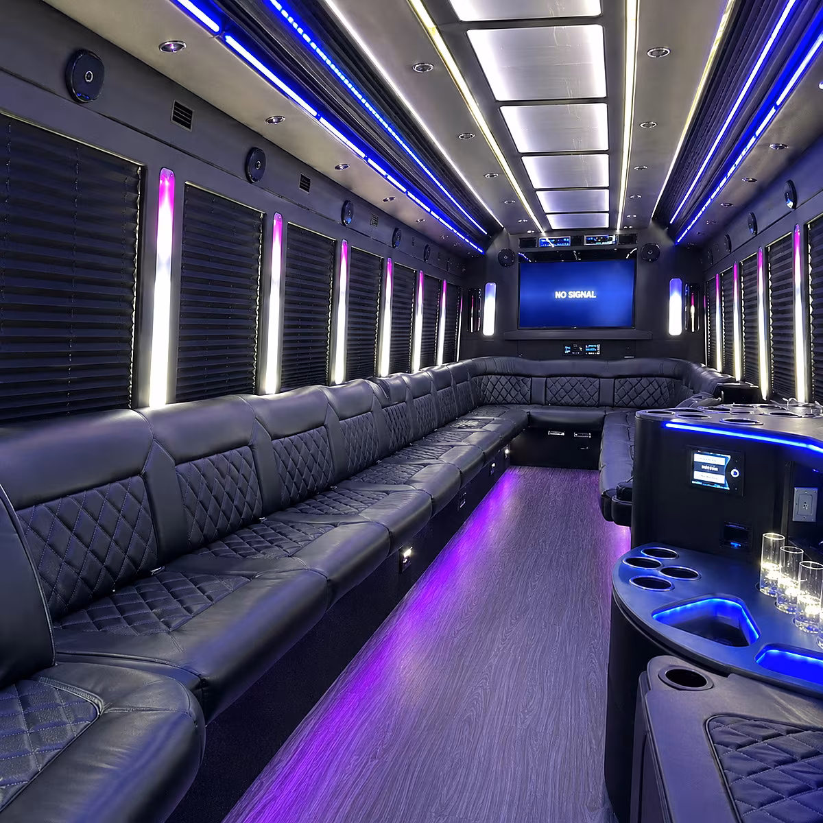 pearland 30 passenger party bus inside