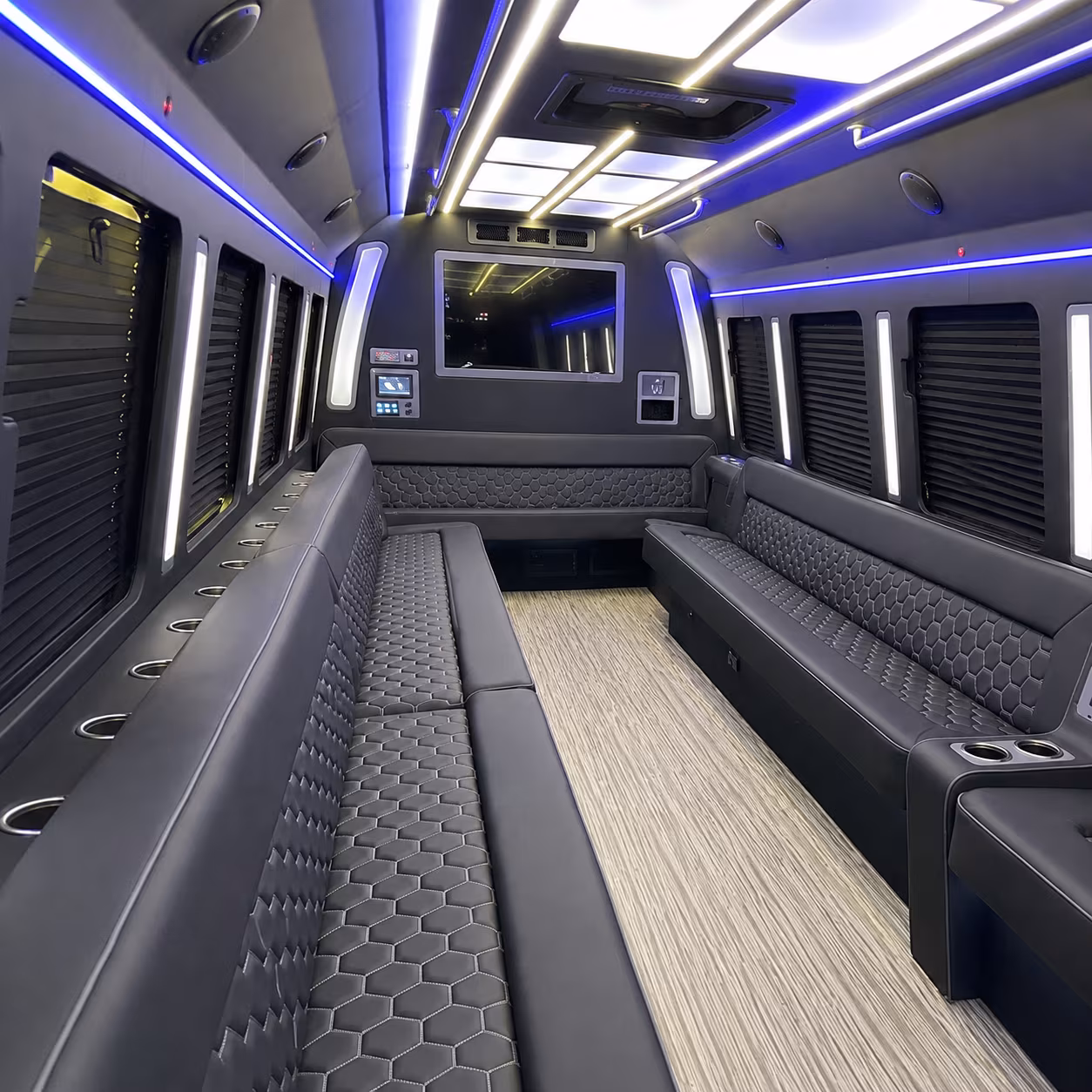 pearland 40 passenger party bus inside