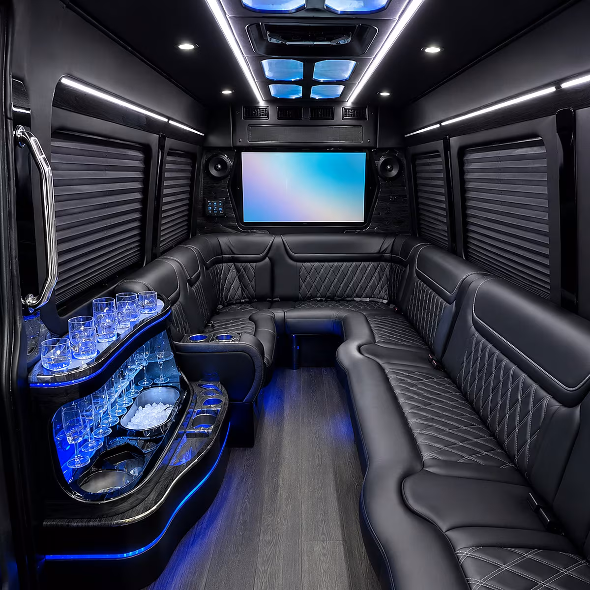 pearland party bus rental interior